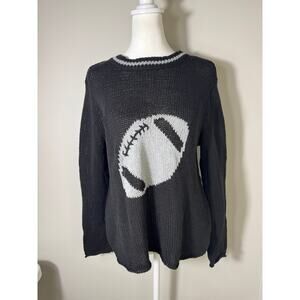 Wooden Ships Football Sweater Black Knit Size XS/Small